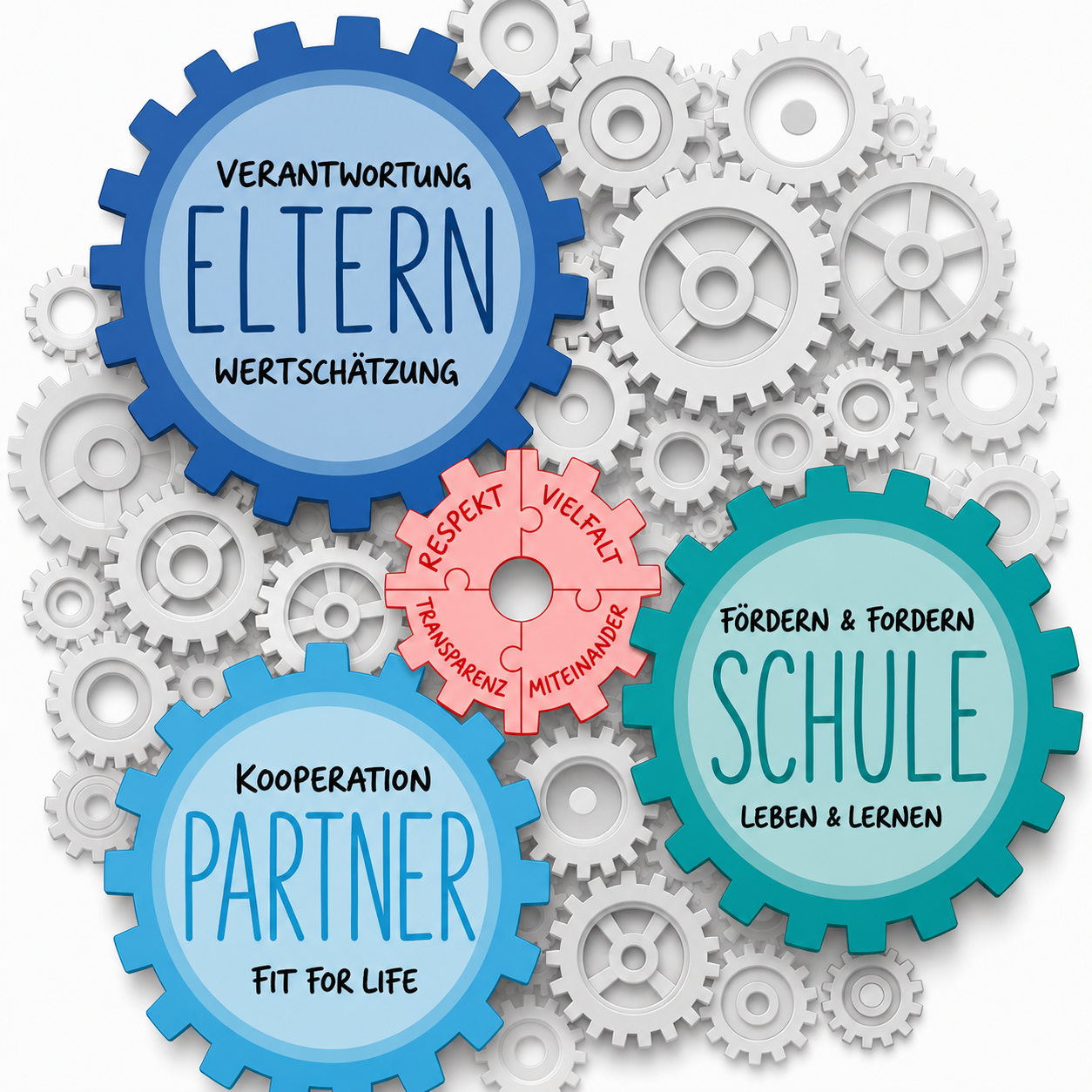 Schaubild Leitbild (Eltern, Schule, Partner)